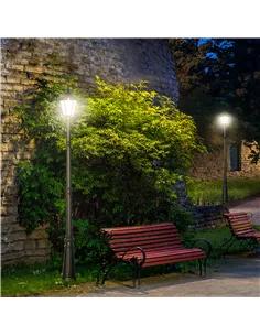 Outsunny 2.4 m Garden Lamp Post Light, LED Solar Powered Patio Path Lighting Lamp with Aluminium Frame, PIR Motion Sensor for La 2