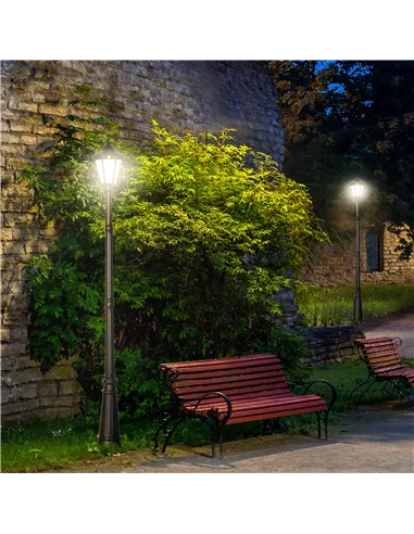 Outsunny 2.4 m Garden Lamp Post Light, LED Solar Powered Patio Path Lighting Lamp with Aluminium Frame, PIR Motion Sensor for La