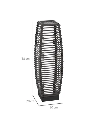 Outsunny Rattan Solar Floor Lamp, 68cm Tall Outdoor Garden Lantern Pathway Light & Decorative Lighting with Auto On/Off LED Ligh