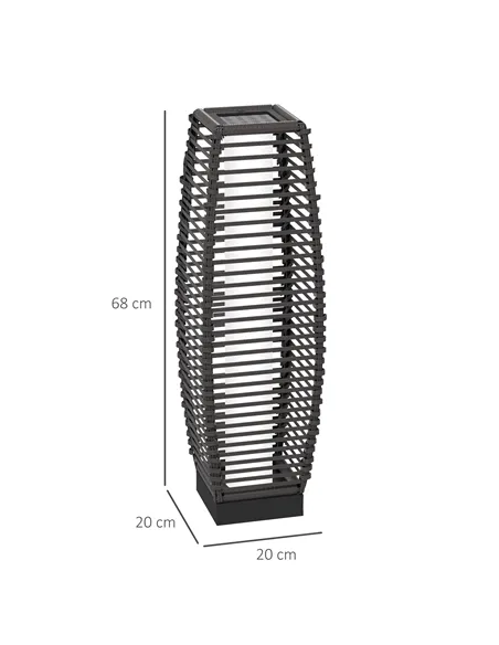 Outsunny Rattan Solar Floor Lamp, 68cm Tall Outdoor Garden Lantern Pathway Light & Decorative Lighting with Auto On/Off LED Ligh