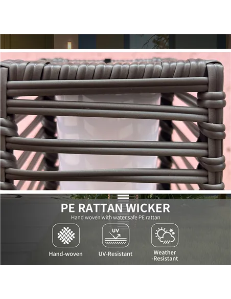 Outsunny Rattan Solar Floor Lamp, 68cm Tall Outdoor Garden Lantern Pathway Light & Decorative Lighting with Auto On/Off LED Ligh