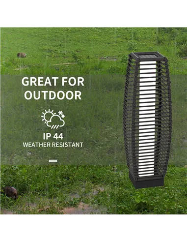 Outsunny Rattan Solar Floor Lamp, 68cm Tall Outdoor Garden Lantern Pathway Light & Decorative Lighting with Auto On/Off LED Ligh