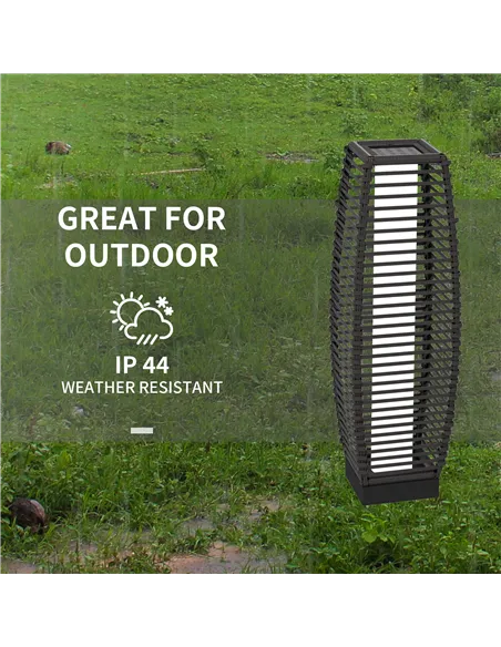 Outsunny Rattan Solar Floor Lamp, 68cm Tall Outdoor Garden Lantern Pathway Light & Decorative Lighting with Auto On/Off LED Ligh