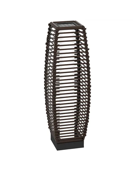 Outsunny Rattan Solar Floor Lamp,  68cm Tall Outdoor Garden Lantern Pathway Light & Decorative Lighting with Auto On/Off LED Lig