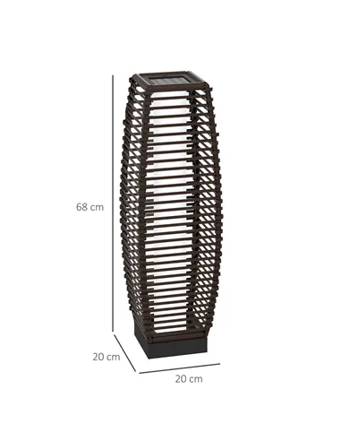 Outsunny Rattan Solar Floor Lamp,  68cm Tall Outdoor Garden Lantern Pathway Light & Decorative Lighting with Auto On/Off LED Lig