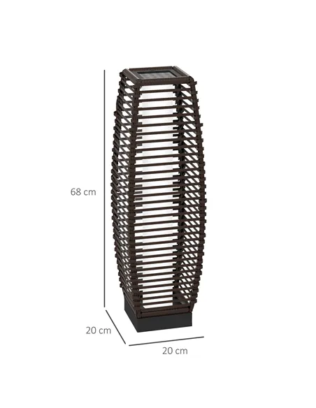 Outsunny Rattan Solar Floor Lamp,  68cm Tall Outdoor Garden Lantern Pathway Light & Decorative Lighting with Auto On/Off LED Lig