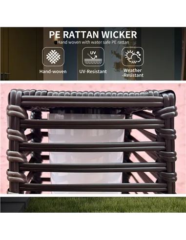 Outsunny Rattan Solar Floor Lamp,  68cm Tall Outdoor Garden Lantern Pathway Light & Decorative Lighting with Auto On/Off LED Lig