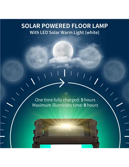 Outsunny Rattan Solar Floor Lamp,  68cm Tall Outdoor Garden Lantern Pathway Light & Decorative Lighting with Auto On/Off LED Lig