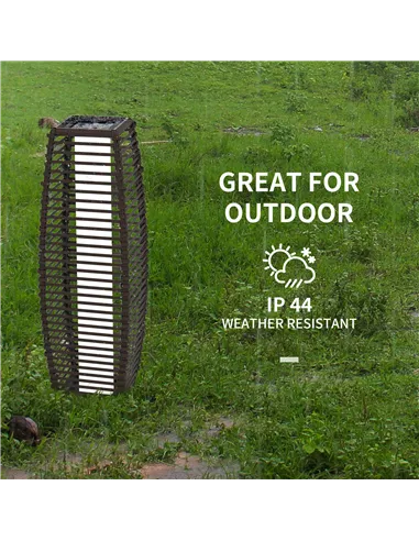 Outsunny Rattan Solar Floor Lamp,  68cm Tall Outdoor Garden Lantern Pathway Light & Decorative Lighting with Auto On/Off LED Lig