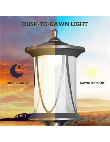 Outsunny Solar Lamp Post Light, 1.3 M LED Outdoor Street Light, Waterproof IP44 for Patio, Garden, Pathway, Cool White