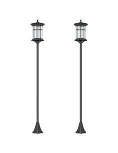 Outsunny Set of Two 1.8m Traditional Style Solar Lamp Posts - Black
