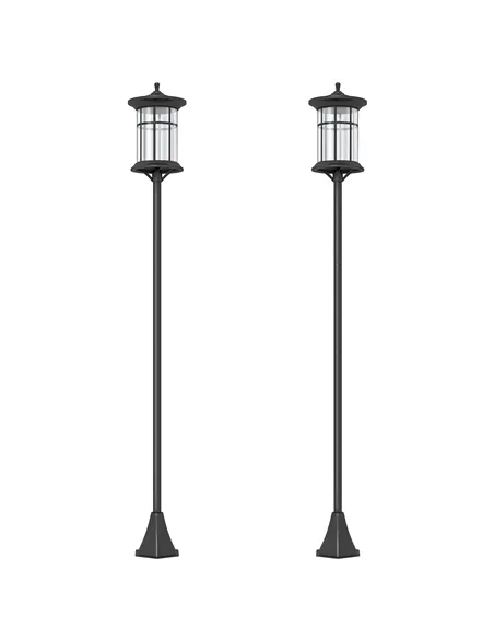 Outsunny Set of Two 1.8m Traditional Style Solar Lamp Posts - Black
