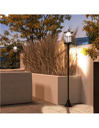 Outsunny Set of Two 1.8m Traditional Style Solar Lamp Posts - Black