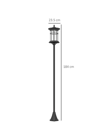 Outsunny Set of Two 1.8m Traditional Style Solar Lamp Posts - Black