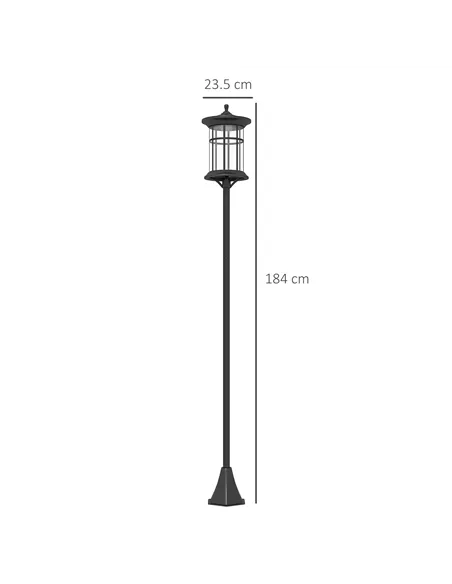 Outsunny Set of Two 1.8m Traditional Style Solar Lamp Posts - Black