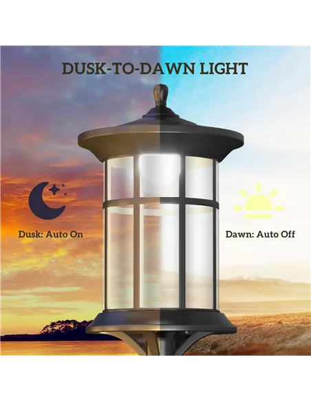 Outsunny Set of Two 1.8m Traditional Style Solar Lamp Posts - Black