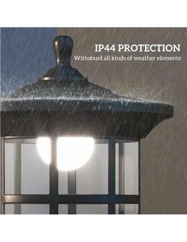 Outsunny Set of Two 1.8m Traditional Style Solar Lamp Posts - Black