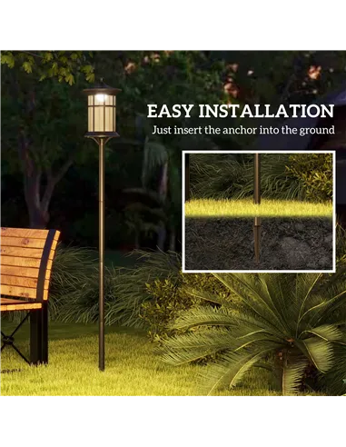 Outsunny Set of Two 1.8m Traditional Style Solar Lamp Posts - Black