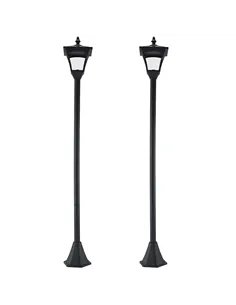 Outsunny Set of 2 Outdoor Garden Solar Post Lamp Sensor Dimmable LED Lantern Bollard IP44 Energy-saving 1.2M Tall, Black
