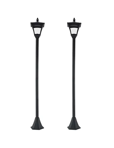 Outsunny Set of 2 Outdoor Garden Solar Post Lamp Sensor Dimmable LED Lantern Bollard IP44 Energy-saving 1.2M Tall, Black