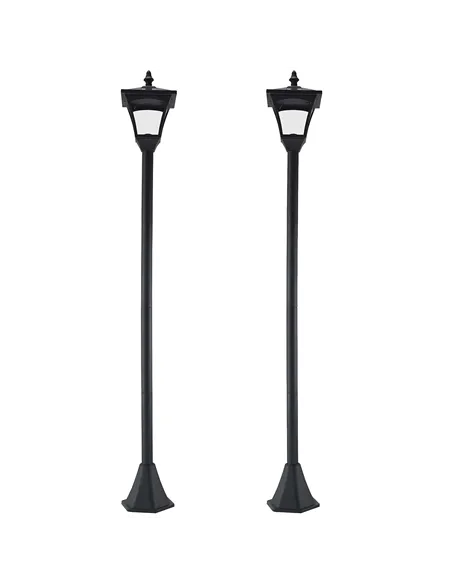 Outsunny Set of 2 Outdoor Garden Solar Post Lamp Sensor Dimmable LED Lantern Bollard IP44 Energy-saving 1.2M Tall, Black