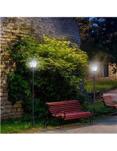 Outsunny Set of 2 Outdoor Garden Solar Post Lamp Sensor Dimmable LED Lantern Bollard IP44 Energy-saving 1.2M Tall, Black 2