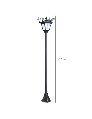 Outsunny Set of 2 Outdoor Garden Solar Post Lamp Sensor Dimmable LED Lantern Bollard IP44 Energy-saving 1.2M Tall, Black