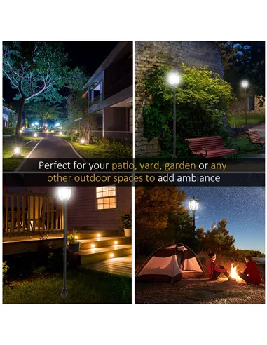 Outsunny Set of 2 Outdoor Garden Solar Post Lamp Sensor Dimmable LED Lantern Bollard IP44 Energy-saving 1.2M Tall, Black