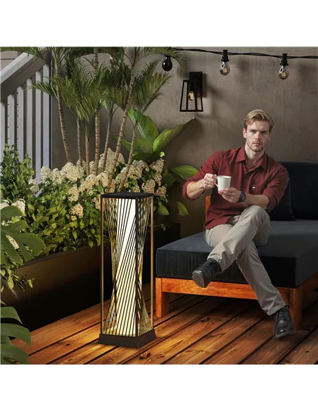 Outsunny Garden Rattan Lamp, 77 cm Tall Solar Rattan Floor Lamp, Solar Garden Light with Auto On/Off LED Lights, IP44 Waterproof