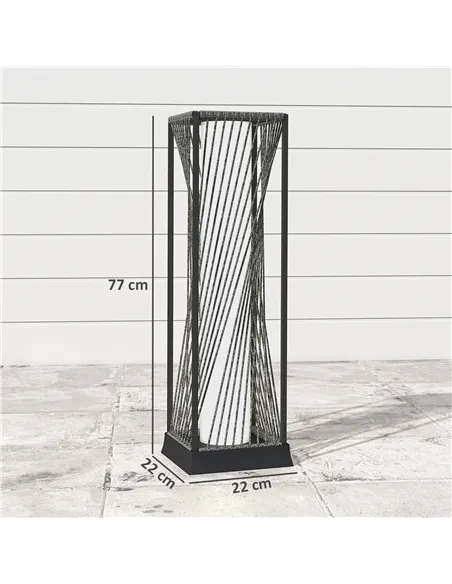 Outsunny Garden Rattan Lamp, 77 cm Tall Solar Rattan Floor Lamp, Solar Garden Light with Auto On/Off LED Lights, IP44 Waterproof