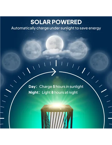 Outsunny Garden Rattan Lamp, 77 cm Tall Solar Rattan Floor Lamp, Solar Garden Light with Auto On/Off LED Lights, IP44 Waterproof