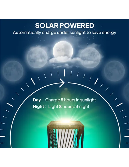 Outsunny Garden Rattan Lamp, 77 cm Tall Solar Rattan Floor Lamp, Solar Garden Light with Auto On/Off LED Lights, IP44 Waterproof