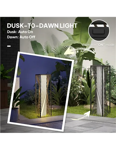 Outsunny Garden Rattan Lamp, 77 cm Tall Solar Rattan Floor Lamp, Solar Garden Light with Auto On/Off LED Lights, IP44 Waterproof