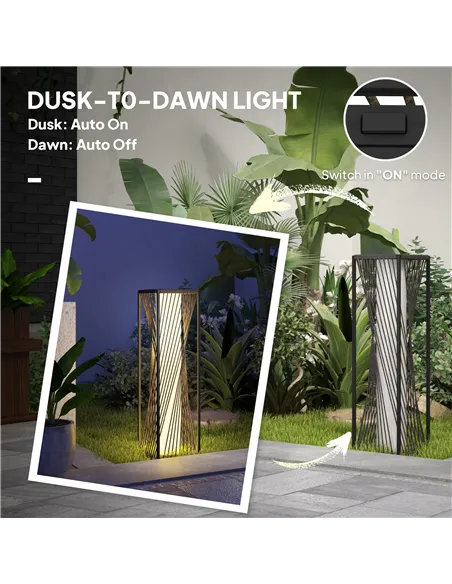 Outsunny Garden Rattan Lamp, 77 cm Tall Solar Rattan Floor Lamp, Solar Garden Light with Auto On/Off LED Lights, IP44 Waterproof