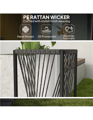 Outsunny Garden Rattan Lamp, 77 cm Tall Solar Rattan Floor Lamp, Solar Garden Light with Auto On/Off LED Lights, IP44 Waterproof