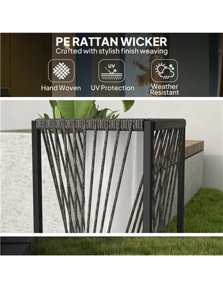 Outsunny Garden Rattan Lamp, 77 cm Tall Solar Rattan Floor Lamp, Solar Garden Light with Auto On/Off LED Lights, IP44 Waterproof