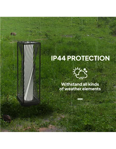 Outsunny Garden Rattan Lamp, 77 cm Tall Solar Rattan Floor Lamp, Solar Garden Light with Auto On/Off LED Lights, IP44 Waterproof