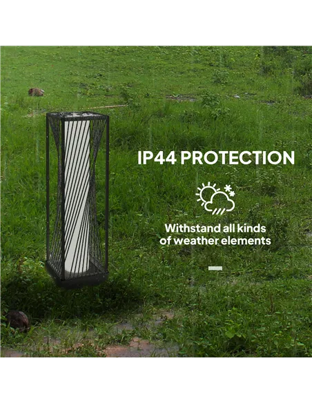 Outsunny Garden Rattan Lamp, 77 cm Tall Solar Rattan Floor Lamp, Solar Garden Light with Auto On/Off LED Lights, IP44 Waterproof