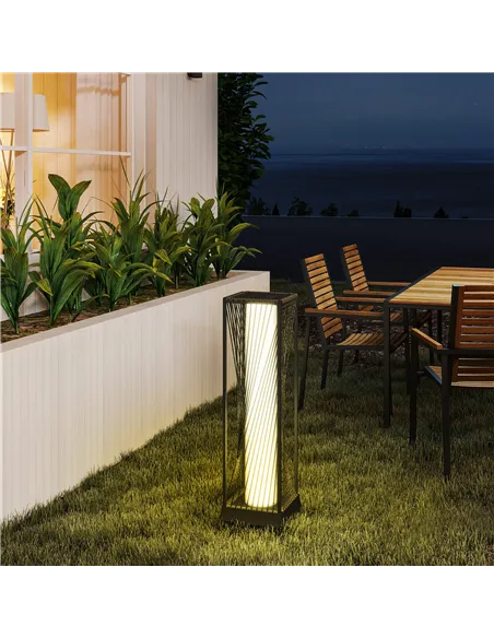 Outsunny Garden Rattan Lamp, 77 cm Tall Solar Rattan Floor Lamp, Solar Garden Light with Auto On/Off LED Lights, IP44 Waterproof