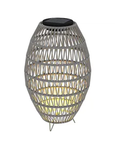 Outsunny Rattan Solar Lamp, Garden Solar Lantern with Auto On/Off Light, IP44 Waterproof, Decorative Outdoor Rattan Lamp for Por