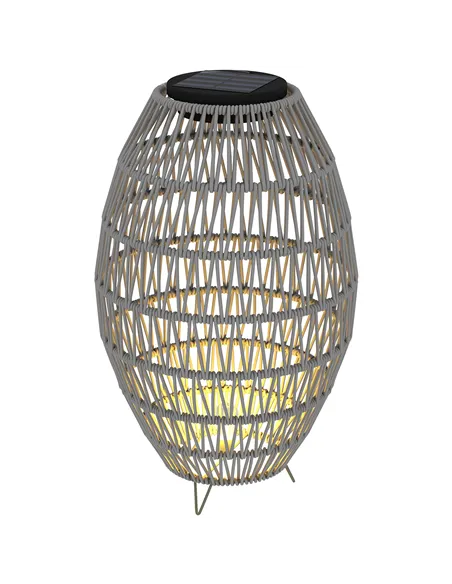 Outsunny Rattan Solar Lamp, Garden Solar Lantern with Auto On/Off Light, IP44 Waterproof, Decorative Outdoor Rattan Lamp for Por