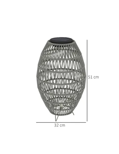 Outsunny Rattan Solar Lamp, Garden Solar Lantern with Auto On/Off Light, IP44 Waterproof, Decorative Outdoor Rattan Lamp for Por