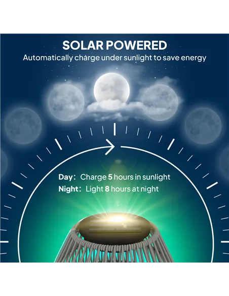 Outsunny Rattan Solar Lamp, Garden Solar Lantern with Auto On/Off Light, IP44 Waterproof, Decorative Outdoor Rattan Lamp for Por