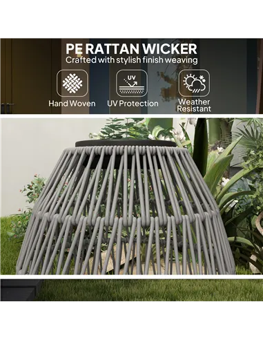 Outsunny Rattan Solar Lamp, Garden Solar Lantern with Auto On/Off Light, IP44 Waterproof, Decorative Outdoor Rattan Lamp for Por