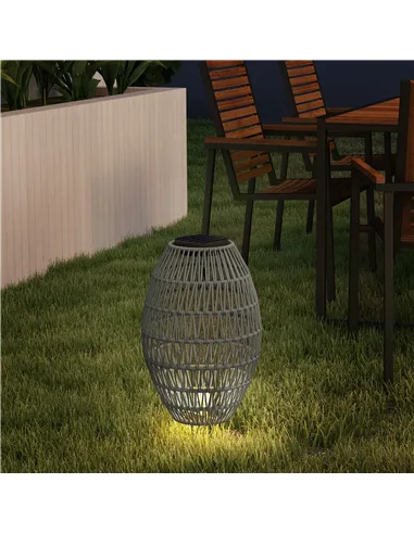 Outsunny Rattan Solar Lamp, Garden Solar Lantern with Auto On/Off Light, IP44 Waterproof, Decorative Outdoor Rattan Lamp for Por