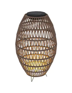 Outsunny Rattan Solar Lamp, Garden Solar Lantern with Auto On/Off Light, IP44 Waterproof, Decorative Outdoor Rattan Lamp for Por