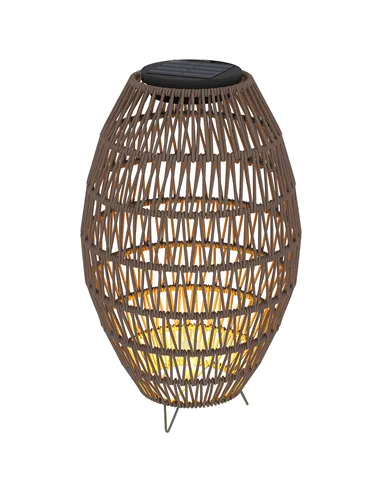 Outsunny Rattan Solar Lamp, Garden Solar Lantern with Auto On/Off Light, IP44 Waterproof, Decorative Outdoor Rattan Lamp for Por