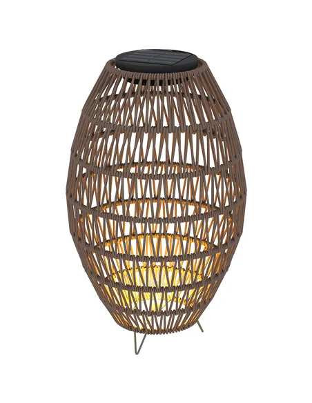 Outsunny Rattan Solar Lamp, Garden Solar Lantern with Auto On/Off Light, IP44 Waterproof, Decorative Outdoor Rattan Lamp for Por