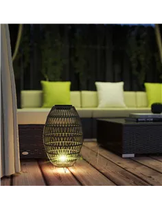Outsunny Rattan Solar Lamp, Garden Solar Lantern with Auto On/Off Light, IP44 Waterproof, Decorative Outdoor Rattan Lamp for Por 2