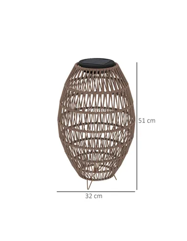 Outsunny Rattan Solar Lamp, Garden Solar Lantern with Auto On/Off Light, IP44 Waterproof, Decorative Outdoor Rattan Lamp for Por